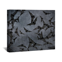 Bats In The Dark Cloudy Sky, Perfect Halloween Background Wall Art 55822702