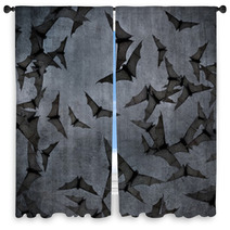 Bats In The Dark Cloudy Sky, Perfect Halloween Background Window Curtains 55822702