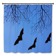 Bats Silhouettes And Beautiful Branch For Background Usage Bath Decor 83689231