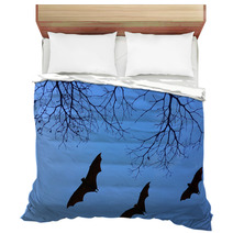 Bats Silhouettes And Beautiful Branch For Background Usage Bedding 83689231