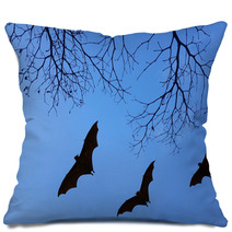 Bats Silhouettes And Beautiful Branch For Background Usage Pillows 83689231