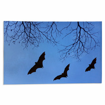Bats Silhouettes And Beautiful Branch For Background Usage Rugs 83689231