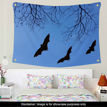 Bats Silhouettes And Beautiful Branch For Background Usage Wall Art 83689231
