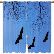 Bats Silhouettes And Beautiful Branch For Background Usage Window Curtains 83689231