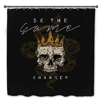 Be The Game Changer Slogan Snake With Skull Rock And Roll Girl Patch Typography Graphic Print Fashion Drawing For T Shirts Vector Stickers Print Patches Vintage Bath Decor 190761506