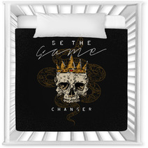 Be The Game Changer Slogan Snake With Skull Rock And Roll Girl Patch Typography Graphic Print Fashion Drawing For T Shirts Vector Stickers Print Patches Vintage Nursery Decor 190761506