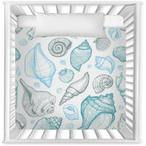 Beach Seashell Pattern Vector Seamless Pattern With Seashells Nursery Decor 87017775