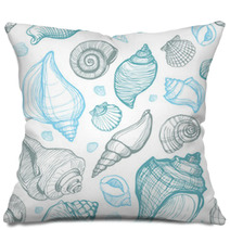 Beach Seashell Pattern Vector Seamless Pattern With Seashells Pillows 87017775