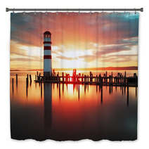 Beach Sunrise With Lighthouse Bath Decor 62630817