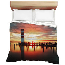 Beach Sunrise With Lighthouse Bedding 62630817