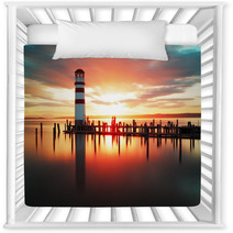 Beach Sunrise With Lighthouse Nursery Decor 62630817