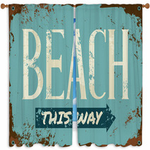 Beach Tin Sign Window Curtains 66124984