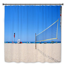 Beach Volleyball Net On Sandy Beach Bath Decor 54185881