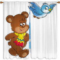 Bear And Bird Window Curtains 617445