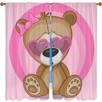 Bear In Sunglasses Window Curtains 63540506