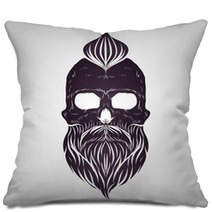 Bearded Skull Vector Pillows 111735347