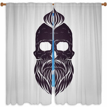 Bearded Skull Vector Window Curtains 111735347