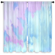 Beatiful Sky With Clouds Artistic Background Craft Painting Landscape Window Curtains 309688149
