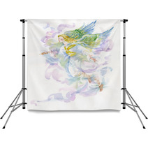 Beautiful Angel With Wings Watercolor Illustration Backdrops 119013509