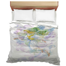 Beautiful Angel With Wings Watercolor Illustration Bedding 119013509