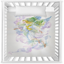 Beautiful Angel With Wings Watercolor Illustration Nursery Decor 119013509