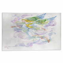 Beautiful Angel With Wings Watercolor Illustration Rugs 119013509