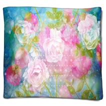 Beautiful Artistic Background With Romantic Pink Roses Blankets 130469199