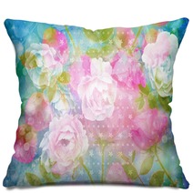 Beautiful Artistic Background With Romantic Pink Roses Pillows 130469199