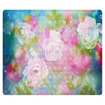 Beautiful Artistic Background With Romantic Pink Roses Rugs 130469199