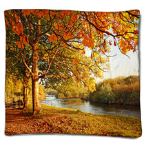 Beautiful Autumn In The Park Blankets 45108931