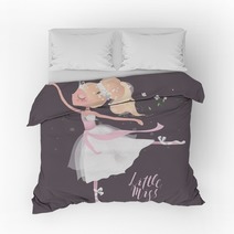 Beautiful Ballet Girl Ballerina In Crown With Flowers Floral Wreath Bouquet And Tied Bows Little Miss Lettering Bedding 190927056