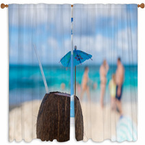 Beautiful Beach In Nassau Bahamas Window Curtains 137873419