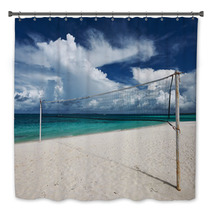Beautiful Beach With Volleyball Net Bath Decor 60872573