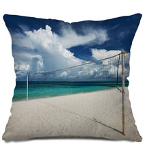 Beautiful Beach With Volleyball Net Pillows 60872573