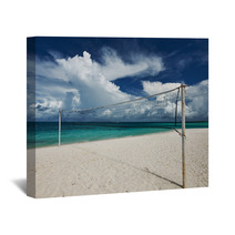 Beautiful Beach With Volleyball Net Wall Art 60872573