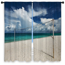 Beautiful Beach With Volleyball Net Window Curtains 60872573