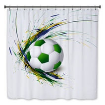 Beautiful Brazil Flag Concept Grunge Wave Card Colorful Soccer B Bath Decor 65837415