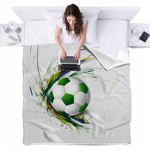 Beautiful Brazil Flag Concept Grunge Wave Card Colorful Soccer B Blankets 65837415
