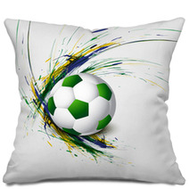 Beautiful Brazil Flag Concept Grunge Wave Card Colorful Soccer B Pillows 65837415