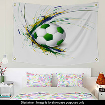 Beautiful Brazil Flag Concept Grunge Wave Card Colorful Soccer B Wall Art 65837415