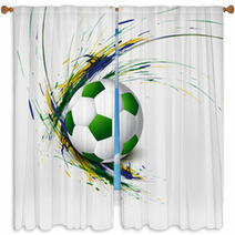 Beautiful Brazil Flag Concept Grunge Wave Card Colorful Soccer B Window Curtains 65837415
