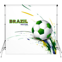 Beautiful Brazil Flag Concept Grunge Wave Card Soccer Background Backdrops 65837402