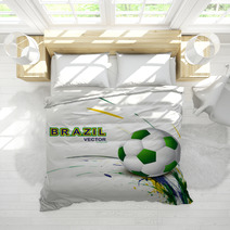 Beautiful Brazil Flag Concept Grunge Wave Card Soccer Background Bedding 65837402