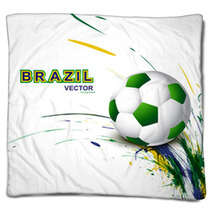 Beautiful Brazil Flag Concept Grunge Wave Card Soccer Background Blankets 65837402