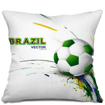 Beautiful Brazil Flag Concept Grunge Wave Card Soccer Background Pillows 65837402