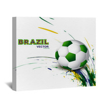 Beautiful Brazil Flag Concept Grunge Wave Card Soccer Background Wall Art 65837402