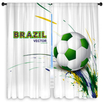 Beautiful Brazil Flag Concept Grunge Wave Card Soccer Background Window Curtains 65837402