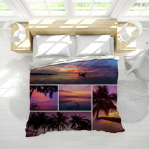 Beautiful Collage Of Tropical Sunset Images Bedding 60015533