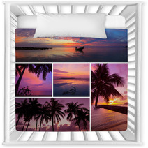 Beautiful Collage Of Tropical Sunset Images Nursery Decor 60015533