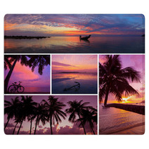 Beautiful Collage Of Tropical Sunset Images Rugs 60015533
